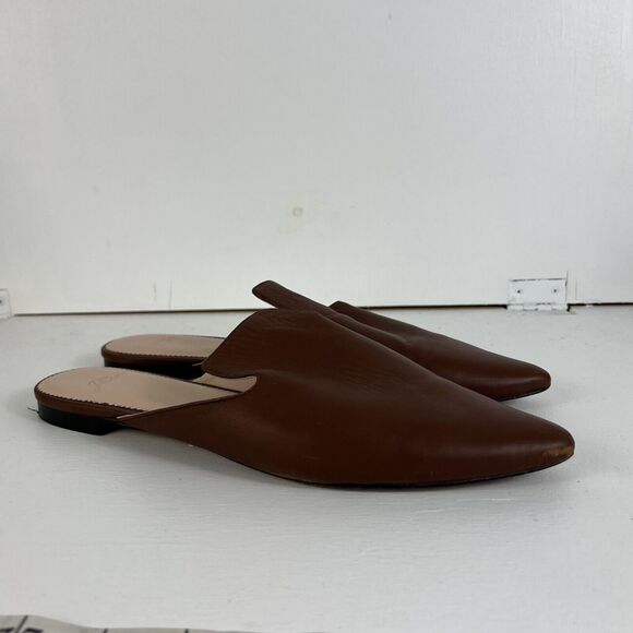 J.Crew Mule Shoes Women Size 9.5 Pointed Toe Slip On Soft Brown Leather - Picture 1 of 11